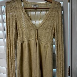 LOFT Beige Cable Knit Cardigan